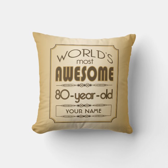 Gold 80th Birthday Celebration World Best Fabulous Cushion (Front)