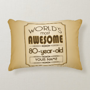 Gold 80th Birthday Celebration World Best Fabulous Decorative Cushion