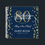 Gold 80th Birthday Guestbook Confetti Navy Blue Notebook<br><div class="desc">An elegant 80th Birthday Party Guest Book template with Gold Glitter Confetti on Navy Blue design and easy to customise text.</div>
