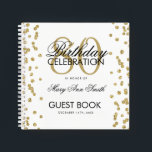 Gold 80th Birthday Guestbook Confetti Notebook<br><div class="desc">An elegant 80th Birthday Party Guest Book template with Gold Glitter Confetti design and easy to customise text.</div>