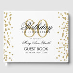 Gold 80th Birthday Party Glitter Confetti Guest Book<br><div class="desc">Elegant 80th Birthday Party Gold Glitter Confetti template.</div>