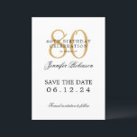 Gold 80th Birthday Party Save the Date  Invitation<br><div class="desc">Elegant "80th Birthday Party" design with a formal typography script,  custom name,  and detailed text. Easy to use and easy to personalise. Order Today!</div>