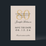 Gold 80th Birthday Save the Date Champagne Invitation<br><div class="desc">Elegant "80th Birthday Party" design with a formal typography script,  custom name,  and detailed text. Easy to use and easy to personalise. Order Today!</div>