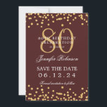 Gold 80th Birthday Save the Date Confetti Burgundy Invitation<br><div class="desc">Elegant "80th Birthday Party" design with faux glitter confetti and details text. Easy to use and easy to personalise. Order Today!</div>
