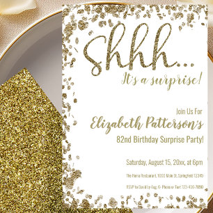 Gold 82nd Surprise Birthday Party Invitation