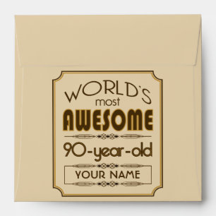 Gold 90th Birthday Celebration World Best Fabulous Envelope