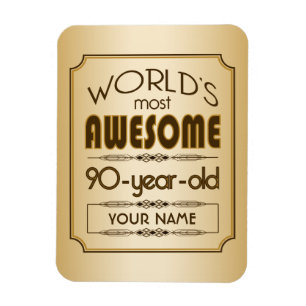 Gold 90th Birthday Celebration World Best Fabulous Magnet