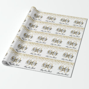 Gold 90th Birthday Glitter Confetti Wrapping Paper