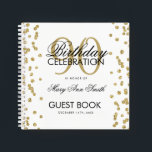 Gold 90th Birthday Guestbook Confetti<br><div class="desc">An elegant 90th Birthday Party Guest Book template with Gold Glitter Confetti design and easy to customise text.</div>