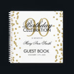 Gold 90th Birthday Guestbook Confetti Notebook<br><div class="desc">An elegant 90th Birthday Party Guest Book template with Gold Glitter Confetti design and easy to customise text.</div>