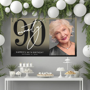 Gold 90th Birthday Party Banner