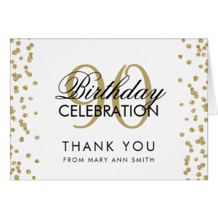Gold 90th Birthday Thank you Glitter