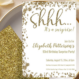 Gold 93rd Surprise Birthday Party Invitation