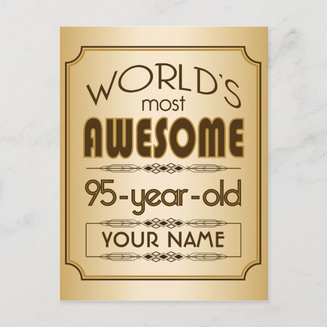 Gold 95th Birthday Celebration World Best Fabulous Invitation Postcard (Front)