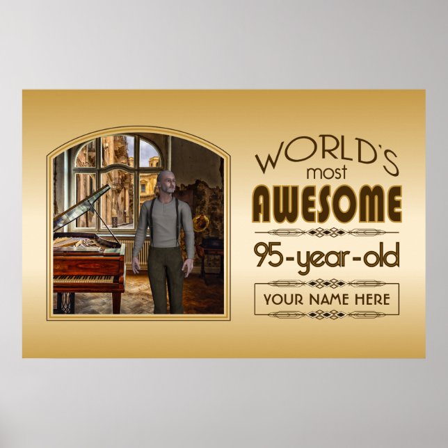 Gold 95th Birthday World’s Best Custom Photo Frame Poster (Front)