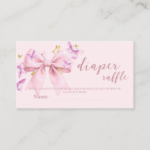 Gold A Little Butterfly Pink Bow Baby Shower Enclosure Card