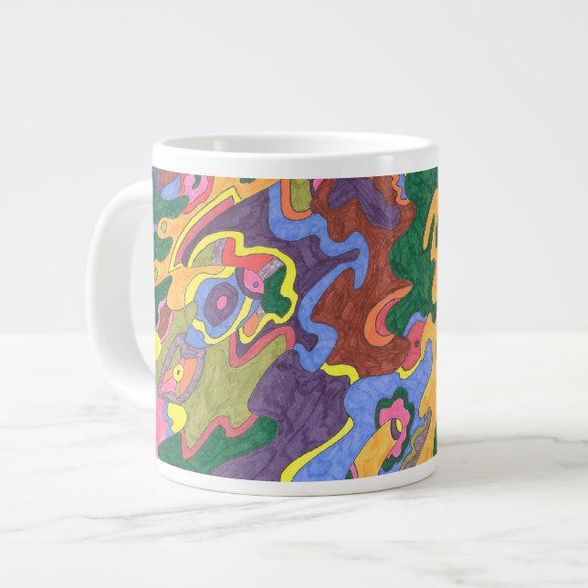 "Gold" Abstract Art Large Coffee Mug (Front Left)