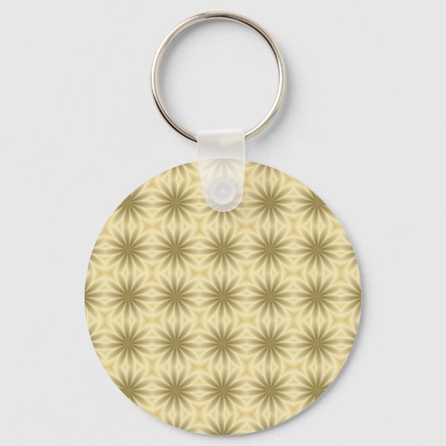 Gold Abstract Christmas Flowers Key Ring (Front)