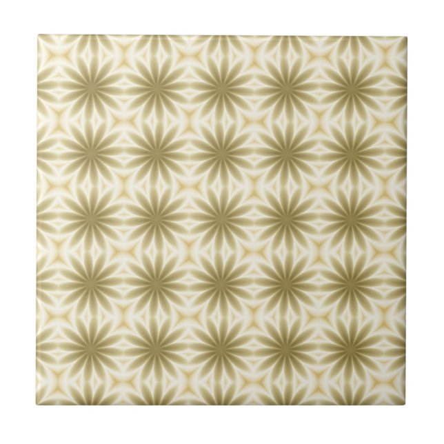 Gold Abstract Christmas Flowers Tile (Front)