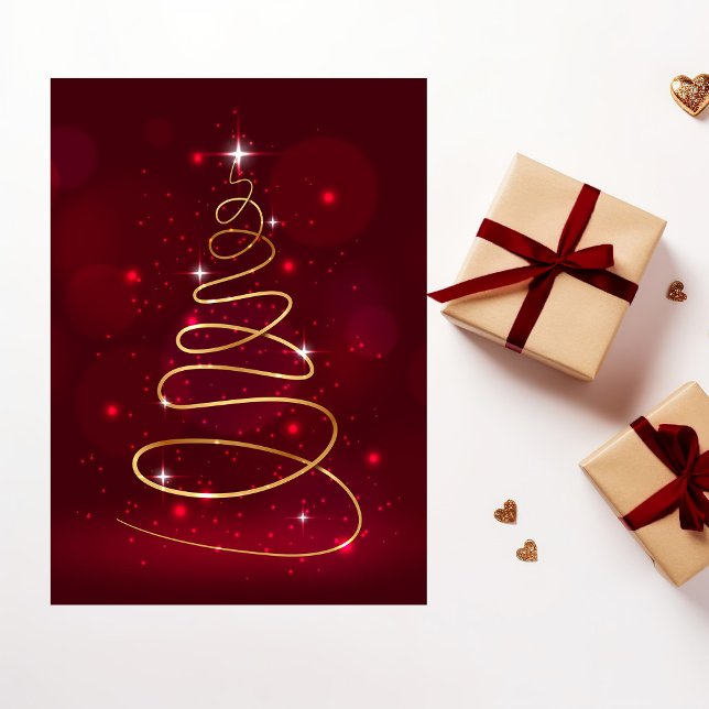 Gold Abstract Christmas Tree Card (Creator Uploaded)