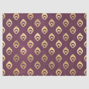 Gold Abstract Droplets on Purple Decoupage Tissue Paper