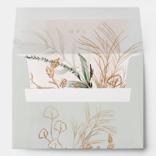 Gold Abstract Eucalyptus Modern Greenery Moss Envelope