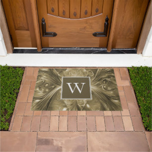 Gold Abstract Flourish Monogram Doormat