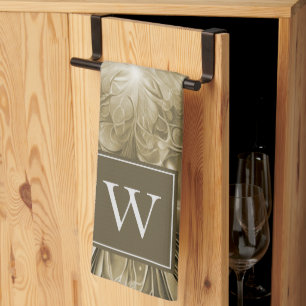 Gold Abstract Flourish Monogram Towel