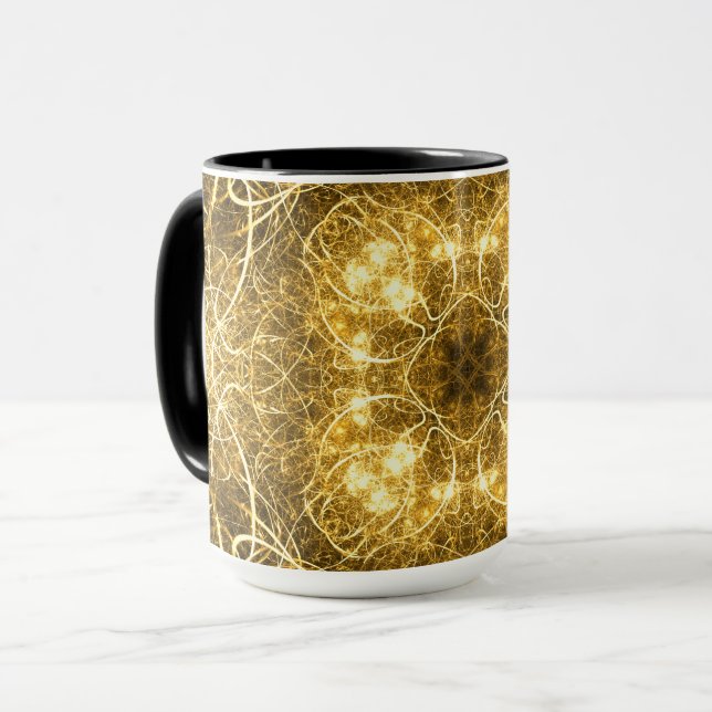 Gold Abstract Fractal Mug (Front Left)