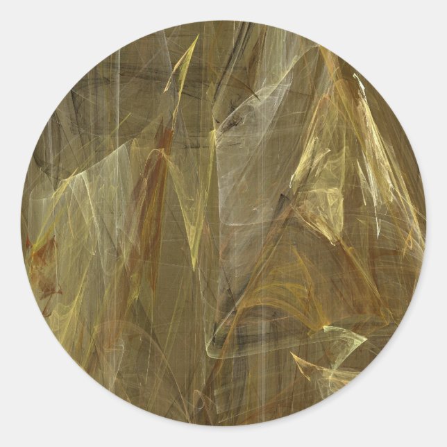 Gold Abstract Fractal Round Sticker (Front)