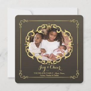 Gold Abstract Frame Photo Holiday Card