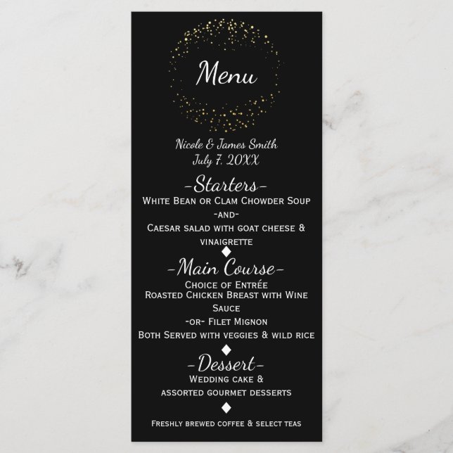 Gold Abstract Glam Sparkle Circle Menu Program (Front)