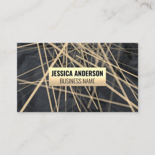Gold Abstract Layered Lines Business Card