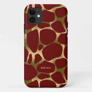 Gold abstract leopard pattern on red Case-Mate iPhone case