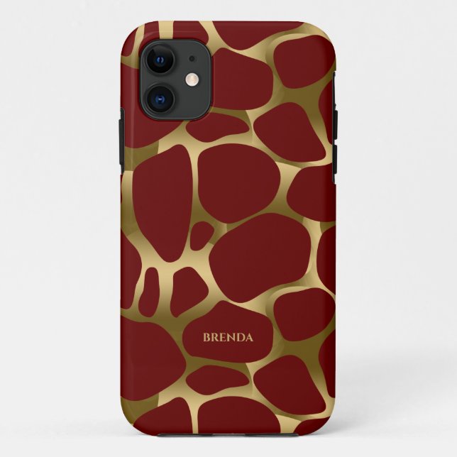 Gold abstract leopard pattern on red Case-Mate iPhone case (Back)
