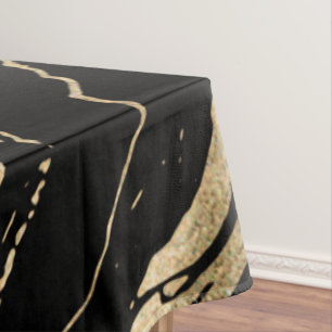 Gold abstract marbleised paint tablecloth