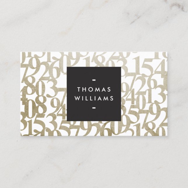 Gold Abstract Numbers for Accountants, Accounting Business Card (Front)