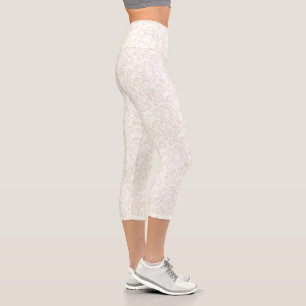 Gold Abstract On White Leggings