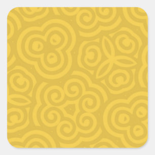 Gold Abstract Pattern Square Sticker