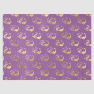 Gold Abstract Peacocks on Light Purple Decoupage Tissue Paper