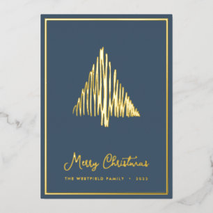 Gold Abstract Scandi Christmas Tree Teal