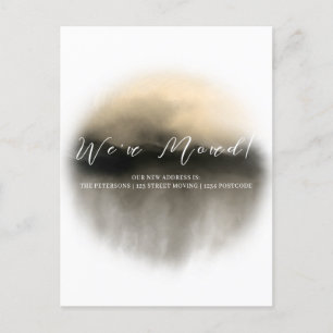 Gold Abstract Script Moving Announcement Postcard
