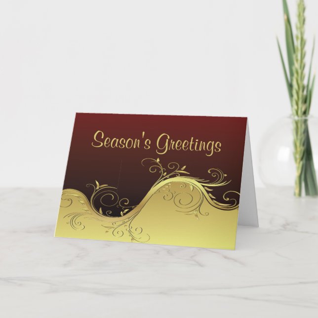 Gold Abstract Season's Greetings Gold Holiday Card (Front)