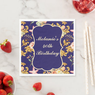 Gold Acanthus 40th Birthday Napkin