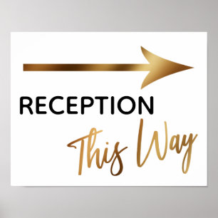 Gold Accent Reception This Way Simple Arrow Sign