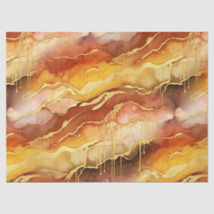 Gold Accented Fluid Art - Sienna Marble (10) Tissue Paper