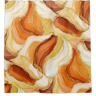Gold Accented Fluid Art - Sienna Marble (11) Shower Curtain