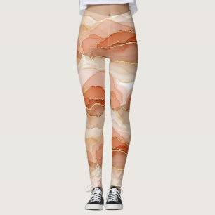 Gold Accented Fluid Art - Sienna Marble (1) Leggings