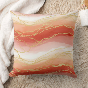 Gold Accented Fluid Art - Sienna Marble (2) Cushion