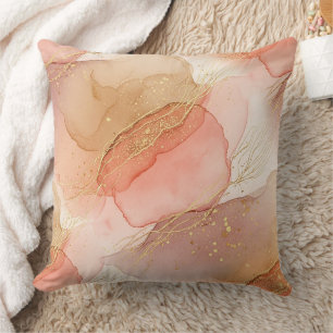 Gold Accented Fluid Art - Sienna Marble (3) Cushion